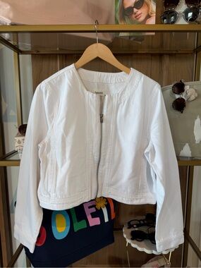 Splendid White Zip-Front Cropped Jacket